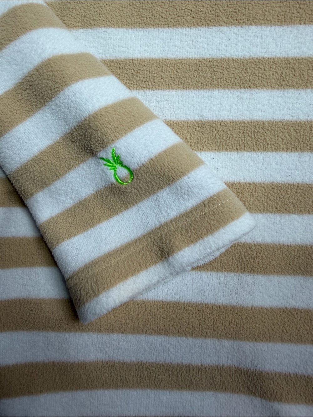 Dudley Stephens Tan and White Striped Knit Turtleneck